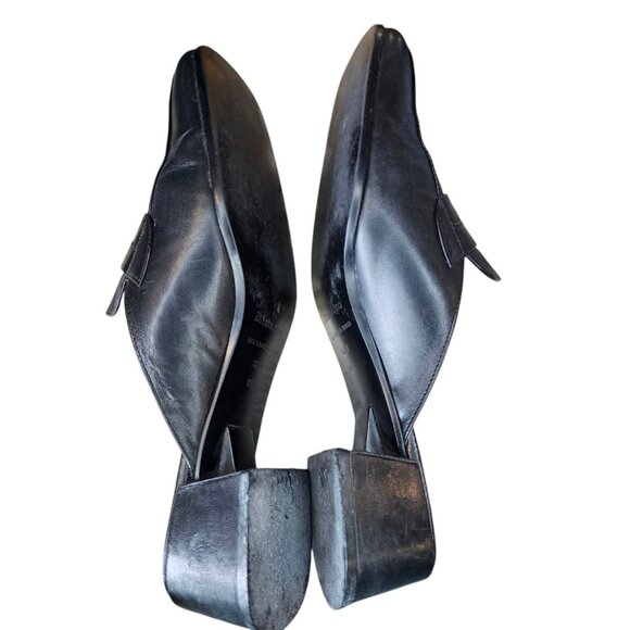 Y2K 90s Etienne Aigner Black Leather Mules Clogs Loafers Sz 8.5 Square Toe - Picture 6 of 13